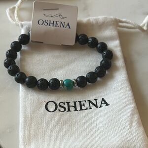 Oshena beachwear Black and Turquoise lava Beaded Bracelet UNISEX